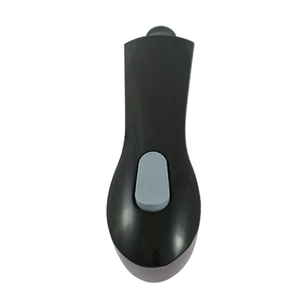 Küchenbrause in schwarzem Design mit grauem Knopf, geeignet als Ersatzteil von Kludi. Die Form ist ergonomisch und funktional gestaltet.